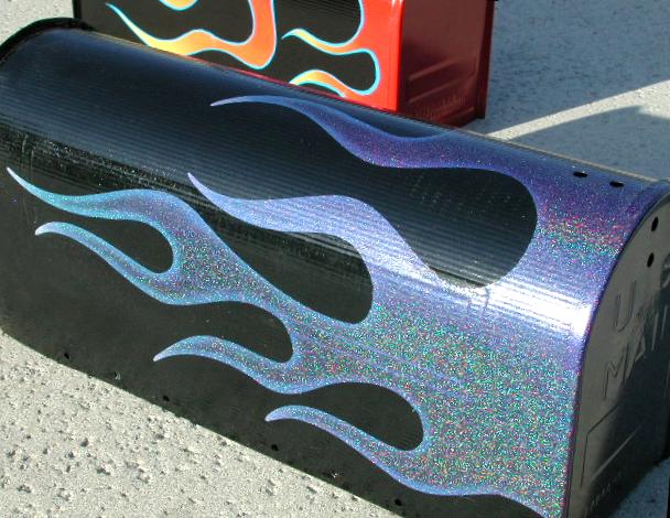 CUSTOM HAND PAINTED FLAMING MAIL BOX in Racing Hot Rod Flames CUSTOM HAND PAINTED FLAMING MAIL BOX in Racing Hot Rod Flames